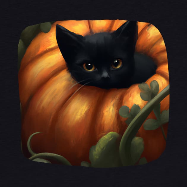 Cute Black Cat In Pumpkin by SillyShirts